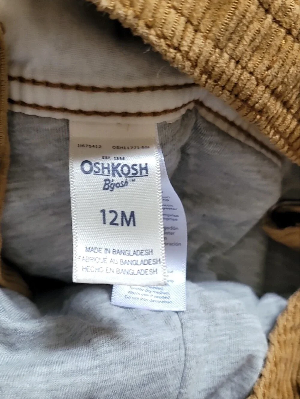 OshKosh B'gosh Mustard Corduroy Kids Overalls